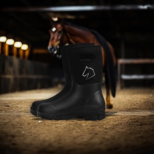 Master Rancher Work or Farm Boots Unisex Men's 13 Women's 15 Resistant To Water Heavy Duty Molded Rubber Sole for Rugged Terrain, Black4