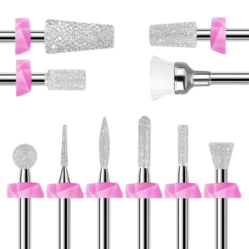 Makartt Nail Drill Bits:10Pcs Dimond Sanding Bit Sets for Nail Drill E-File,Upgraded Cuticle Cleaner Nail Bit Kit Tool Bits for Acrylic Nail Art Tools Nails Manicure Nail Prep,Nail Salon Home DIY Use