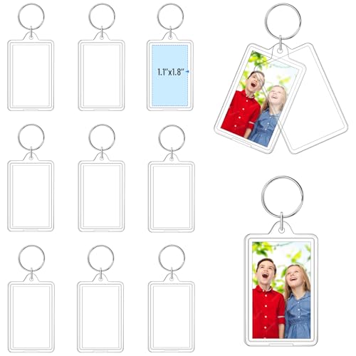 ZHLISHQINJJ 9 Pcs Photo Keychain (1.3 x 2inch) Mini Transparent