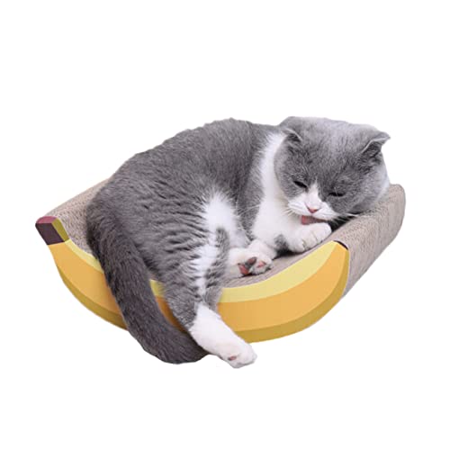 YARNOW 1個 バナナ段ボール猫引っかき 猫のぬいぐるみ 黄色 猫ベッド 猫引っ掻き 猫の爪とぎマット 猫の爪とぎおもちゃ 子猫のスクラッチボード 猫のおもちゃ Yellow