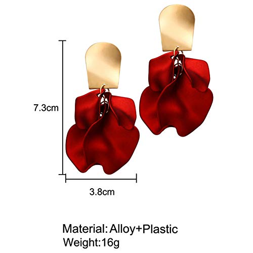 Rose Petal Dangle Earrings for Women Long Drop Floral Tassel Earrings Statement Exaggerated Tiered Flower Earrings for Wedding2