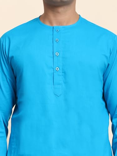 Image of Men's Pure Cotton Solid Kurta Pajama Set Round Neck Casual Yoga Dress