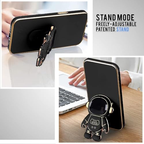 Image of for Samsung Galaxy A73 5G Case Cute 3D Astronaut Stand Design Camera Protection Shockproof Soft Back Cover (for Samsung Galaxy A73 5G, Black)