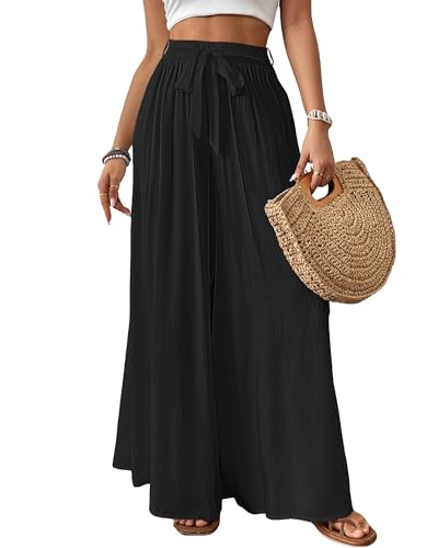 Image of Bsubseach Women Wide Leg Pants Floral Flowy Palazzo Pants