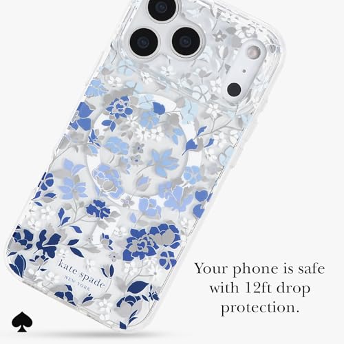 Image of kate spade new york iPhone 17 Pro Max Case - Compatible with MagSafe - Designer Phone Case - Flowerbed Blue Gems