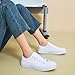 hash bubbie White Sneakers for Women Low Top Canvas Shoes Womens Canvas Sneakers Women's Fashion Sneakers Slip on Casual Tennis Shoes（White Mono.US7）