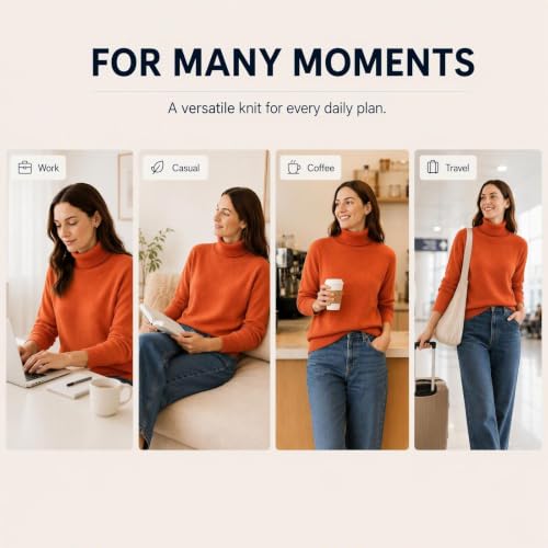 Turtleneck Sweaters for Women Plus Size Tops Lightweight Knit Pullovers - image 4