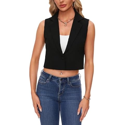 MINTLIMIT Womens Sleeveless Cropped Blazer Vest Cover