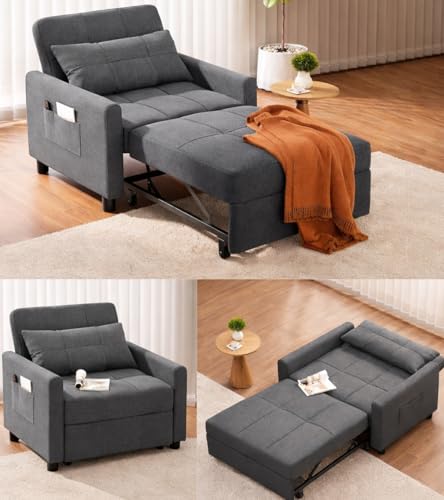 Ahomly Convertible Sofa Bed, 3-in-1 Multi-Functional Sleeper...