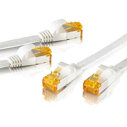 SEBSON 2X Cable de Red Ethernet 10m Cat 7 Plano, LAN Patch...