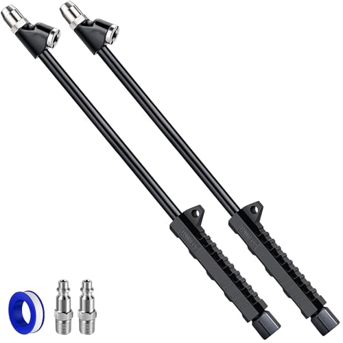 LUMITECO 2-Pack Extended Reach Air Chucks for Tires Heavy Duty Dual Head Tire Chuck with Handle for Semi Tire Inflation 1/4 FNPT Straight Lock On Tire Inflate Chuck for Truck RV Semi Dually Tires