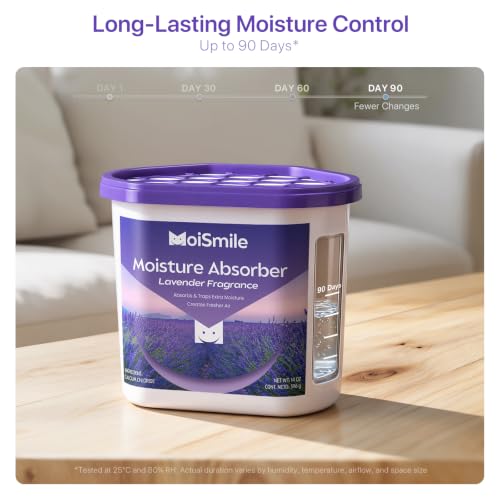 Image of Large Moisture Absorber Buckets, 14 oz Each, Lavender Scent, 3 Pack