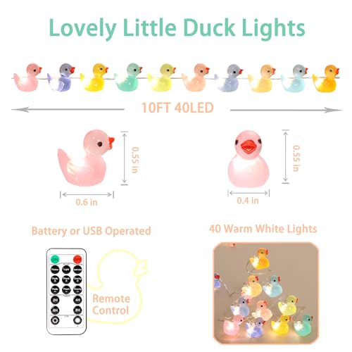 Image of Mini Ducks String Lights USB Plug-in or Battery Operated Remote Timer 10ft 40LEDs Tiny Fairy Light for DIY Dollhouse Decor Micro Landscape Aquarium Craft Charms Birthday Gift Party Favor