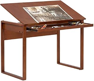 SD STUDIO DESIGNS, Sonoma Brown Ponderosa Wood Drawing Table 42" Wide, Angle Adjustable