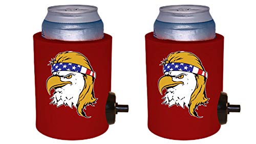 Bald Eagle Mullet Shotgun Can Coolie (Red, 2 Pack)