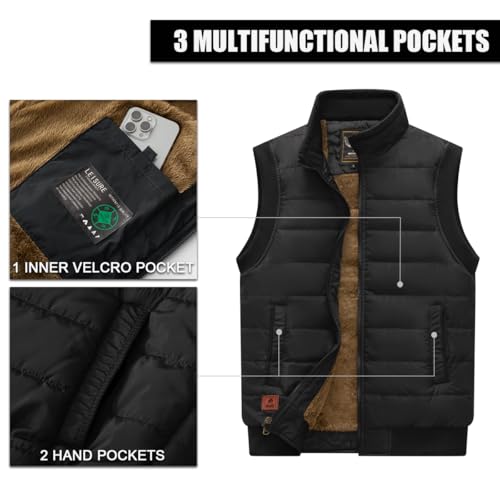 Image of Msmsse Men's Outerwear Vests Winter Quilted Padded Vest Gilet Stand Collar Warm Puffer Vest