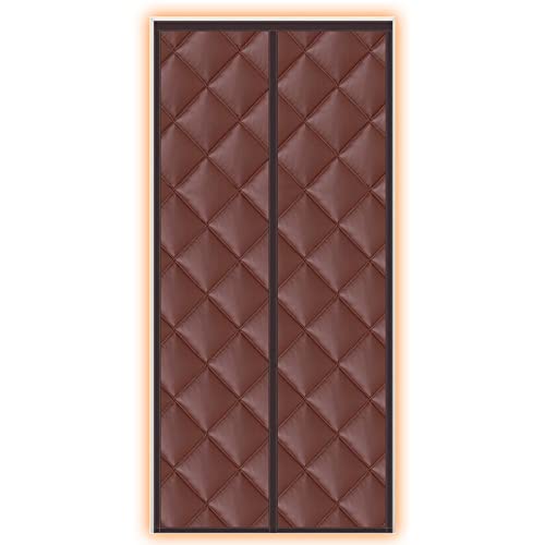 Magnetischer Türvorhang Aus Baumwolle 90x200cm, Thermovorhang Gegen Kälte Tür Wind- und wasserdicht, Tür Abdichten Winter Kinderleichte Klebemontage, Braun Cover