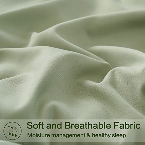 EASELAND Full Size Down Alternative Comforter - Quilted Duvet Insert for All Seasons, Soft Lightweight with Corner Tabs, Summer Winter Warm Bedding, Sage Green 82×86 Inches