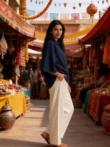 Image of Shirt for Women | Casual Button Down Long Sleeve Blouse | Oversized Striped Loose Fit Cotton Top with Pocket | Trendy Collar Aesthetics & Streetwear Tunics(34-S-1-5)