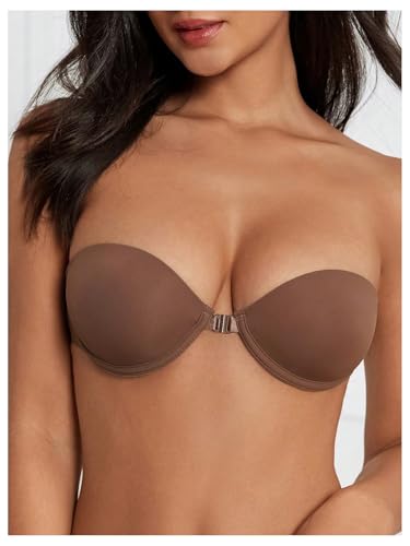 Image of RoseSeek Women's Strapless Underwire Push Up Front Closure Bra | Front Closure, Bandeau Bra, Tube Tops