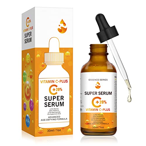 Sérum Vitamine C Plus, Sérum Anti-Taches Brunes pour le Visage, 20% Vitamin C+ Sérum Hydratant pour la Peau Avec Niacinamide et Acide Hyaluronique pour les Taches Pour Tous Types de Peaux - 30ml
