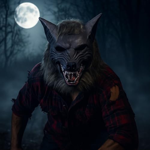Image of Wanna Party Werewolf Mask Scary Latex Full Head Scary Horror Mask Fancy Dress for Halloween Carnival Costume Party