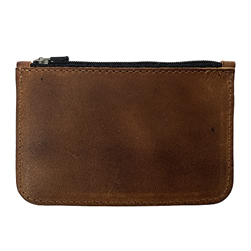 Heather's, Zippered Wallet Handmade from Full Grain Leather - Holds up to 6 Cards Plus Folded Bills & Coins, Money Organizer, Travel Pouch, Everyday Accessories :: Bourbon Brown2