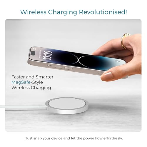 Image of Ubon 15W Wireless Magnetic Charger with Fast Charge | Best Compatible for 16 /15 /14 /13 /12 Plus, Pro, Pro Max & All Wireless Enabled Smartphones & Earbuds (WR226, White)