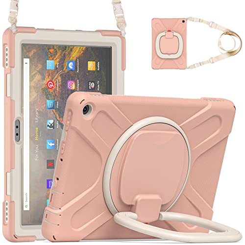Fire HD 10 & 10 Plus�p�P�[�X(��11����A2021�N�����[�X�ɑΉ�)�AFire HD 10 2021�N���f���p�ϏՌ��ی�P�[�X �P�[�X�V�����_�[�X�g���b�v�X�^���h�t���{�f�B�����h�~�P�[�X(���[�Y�S�[���h)