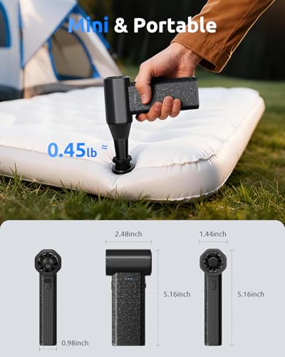 Hifound X113 Elektrischer Luftgebläse, 110.000 U/min, Hochleistungsmotor, 120 W, wiederaufladbar, 2 × 2500 mAh, 3 einstellbare Geschwindigkeiten, USB-C, für PC, Tastatur, Auto und Zuhause