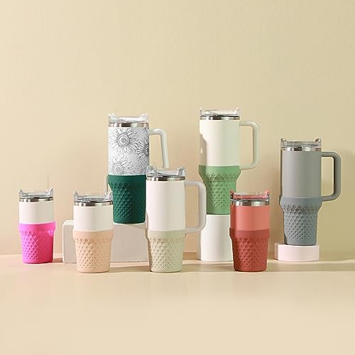 Silicone Boot for Stanley, Cup Bottom Protector Sleeve Accessories for Stanley Quencher H2.0 FlowState Tumbler 20oz/30oz/Stanley Adventure Quencher Tumbler 24oz (Gray)3