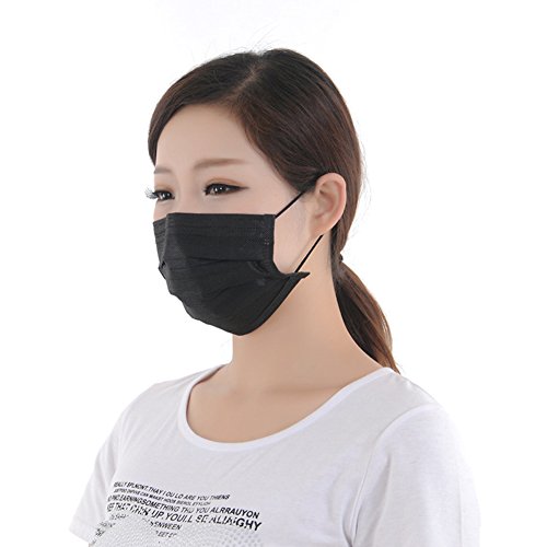 1Box(50PCS) Unisex Disposable Soft Breathability Earloop Face Mask Dust Filter Mouth Cover With Individual Package And 4 Layers of Protection for Shopping And Outdoor Activities(Grey and Black)