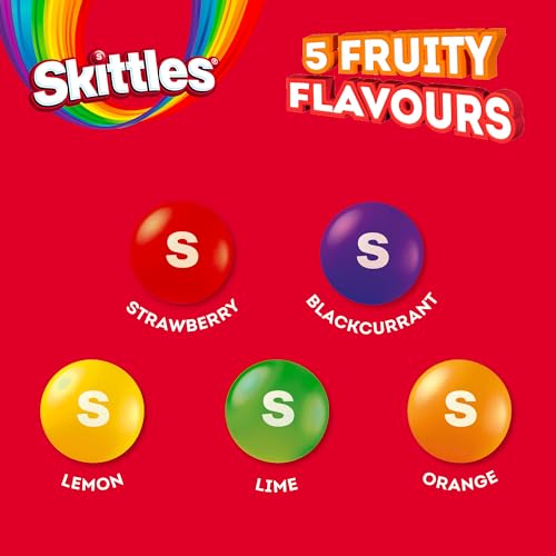 Skittles Original Fruits Candy 125g, Taste the Rainbow, Candies with Blackcurrant, Lemon, Lime, Orange & Strawberry