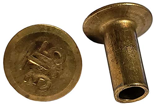 BRASS 3-3 (XB0303) CLUTCH RIVET, 9/64 BODY DIAMETER, .296 HEAD DIAMETER, .218 HOLE DEPTH (PACK OF 100 PIECES)
