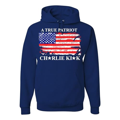 wild custom apparel A True Charlie Kirk Usa Flag Freedom Sweatshirt Hoodies Royal Blue Large