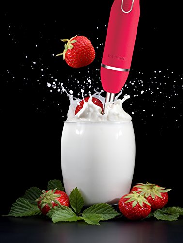 Chefman Immersion Stick Hand Blender With Stainless Steel Shaft & Blades, Powerful Ice Crushing 2-Speed Control One Hand Mixer, Purees Smoothie, Sauces & Soups, 300 Watts, Red #TOP6