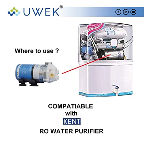 Image of UWEK Gold RO Booster Pump 100 GPD & Supply Adapter 24V Combo, Compatible With Storage Type Water Purifiers, 1 Year Warranty
