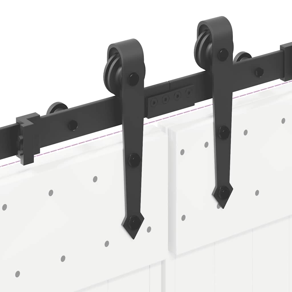 Juego de herrajes para puerta corredera, acero negro, 427 cm, con topes y ruedas, accesorios de montaje para puerta de granero, repuesto para puerta principal, puerta de habitación, puerta de