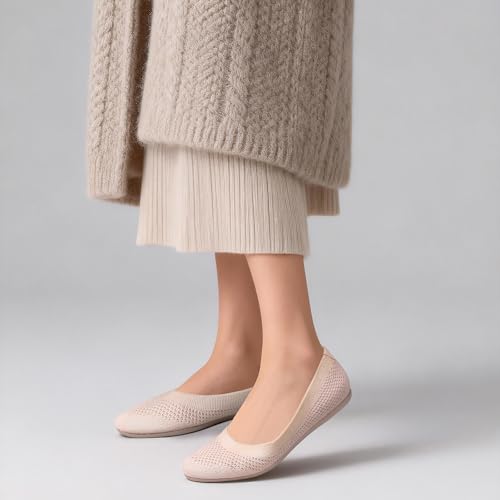 LUSWIN Women's Minimalist Ballet Flats,Beige EU42 - image 2