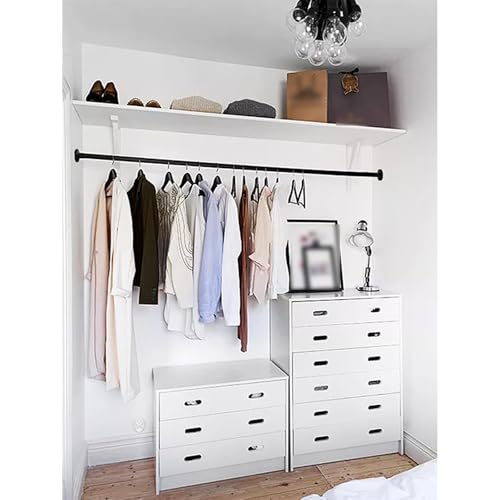Barre de rideau de douche blanche extensible 55-80 cm en acier inoxydable