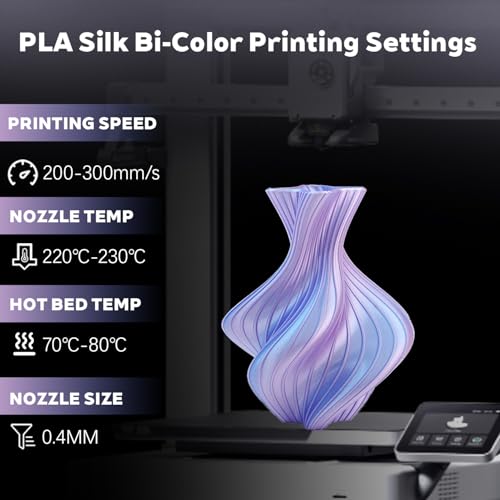 Image of Silk Dual Color Sky Blue Pink PLA 1.75mm 250g Shiny 3D Printer Filament FDM | Silk finish Bi Sky Blue Pink Coextrusion Smooth transition Neatly wound 0.25kg Small spool for Bambu Creality 3D Printer