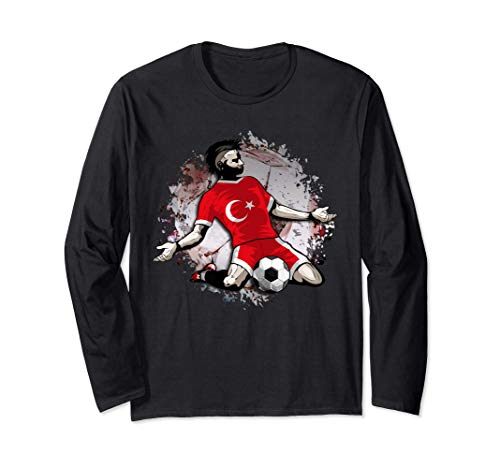 Turkey Soccer Turkish National Flag Proud Football Lovers Long Sleeve T-Shirt, Black