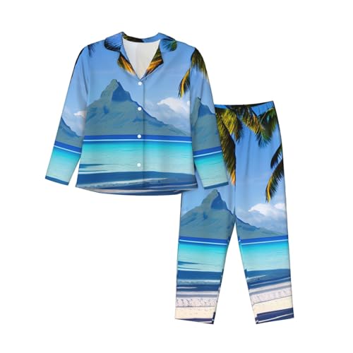 Ensemble pyjama femme de nuit vêtement homewear manches longues Tahiti Beaches