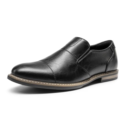 Bruno Marc Mocasines Hombres Casuales Zapatos de Vestir Slip On Plano PU,Size 41,Negro,SBLS2421M-E