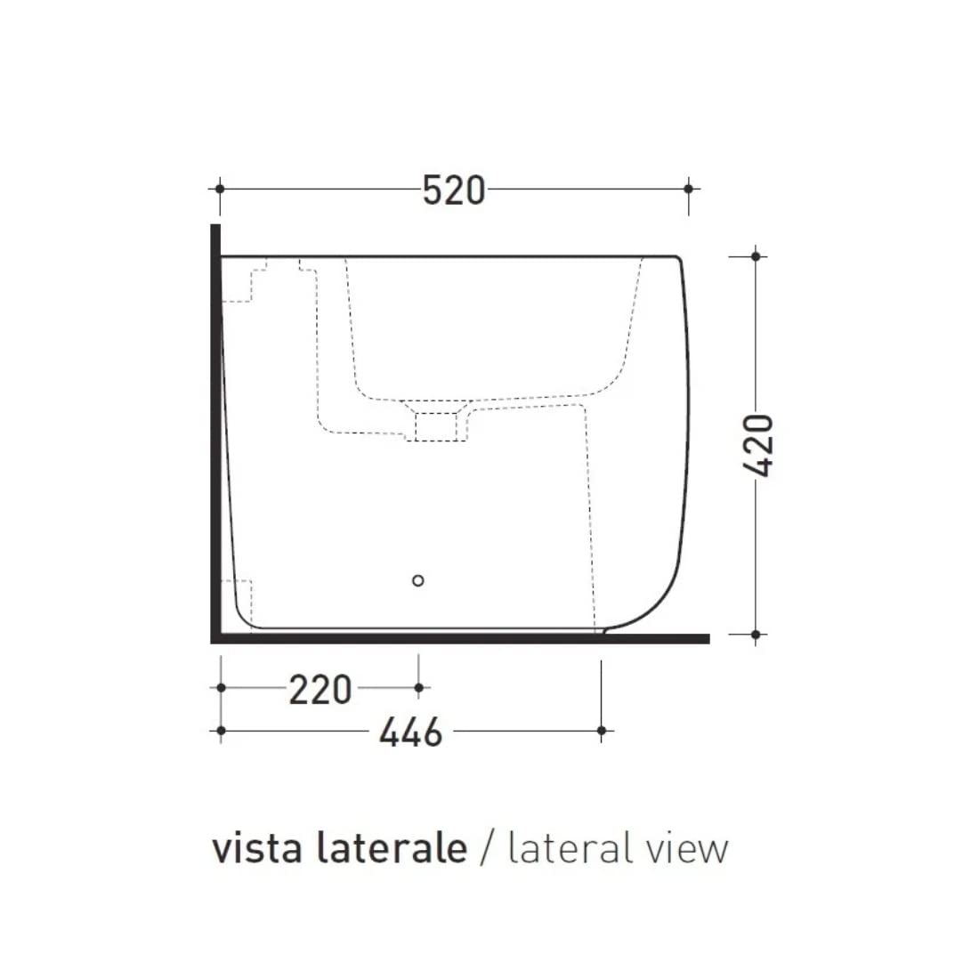 FLAMINIA BIDET SERIE MONO' BACK TO WALL MONOFORO BIANCO.