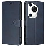 LMFULM® Hülle für Huawei Pura 70 Pro (HBN-LX9, HBN-AL00) (6,8 Zoll) PU Leder Hülle Brieftasche Lederhülle Magnetverschluss Handytasche Stand Ledertasche Flip Cover Holster Blau