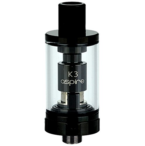 Aspire K3 BVC Atomizer Tank, Smooth Flavour and Vapour, Perfect for MTL Vaping, Run Nic Salts, 2mL Capacity, Works With Nautilus BVC Coils, E Cigarettes Tanks, E Cig Tops, No Nicotine (Black)