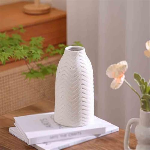 Vase en céramique blanc pour composition florale et décoration intérieure salon