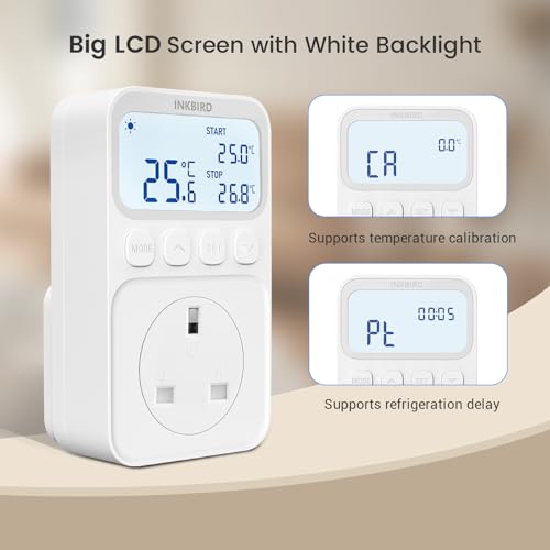 Image of INKBIRD Plug-in Timer Thermostat C216T Temperature Controller Heating and Cooling Programmable with Timing Control High /Low-Temperature Alarm Refrigeration Delay Memory Function (UK-Plug)