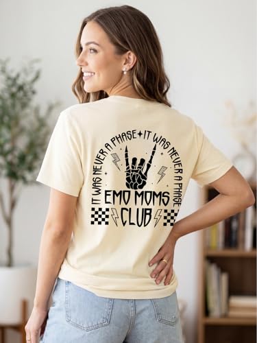 Mama Shirts Emo Moms Club Tshirt Mom Life Skeleton Hand Graphic Shirt | PT Haahoos It Was Never A Phase Emo Shirt Mom Crewneck TShirts Mom Vibes Shirt Vintage Rock Style Short Sleeve Tee Top — view 4